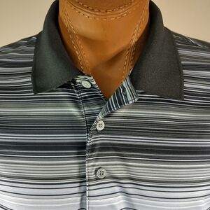 Pro Tour Series golf polo mens XLG short sleeve stripe black gray white EUC.